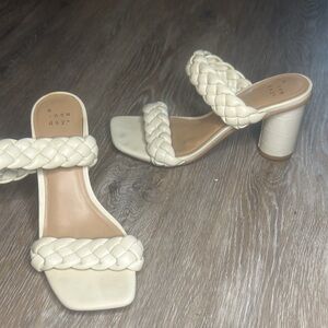 Elegant Cream Braided Heels